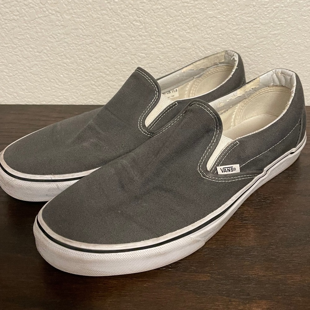 Gray Vans Slip Ons
